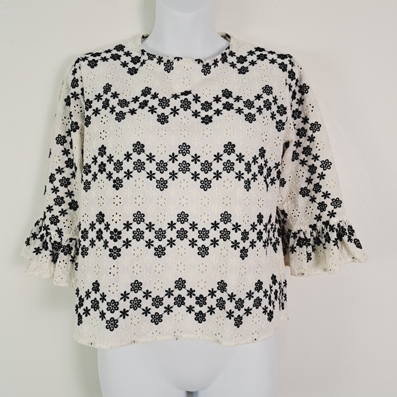 Vineyard Vines Tops - Vineyard Vines‎ Autumn Eyelet Ruffle Sleeve Floral Top